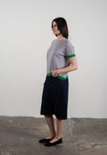 T shirt col rond manches courtes femme en cachemire & laine ultrafin lavande & vert - KELLY 1